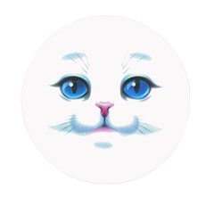 Cute White Cat Blue Eyes Face Mini Round Pill Box by Ket1n9