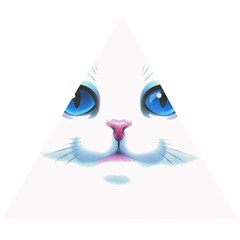 Cute White Cat Blue Eyes Face Wooden Puzzle Triangle by Ket1n9