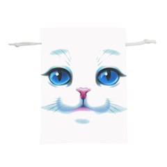 Cute White Cat Blue Eyes Face Lightweight Drawstring Pouch (s) by Ket1n9