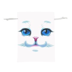 Cute White Cat Blue Eyes Face Lightweight Drawstring Pouch (l) by Ket1n9