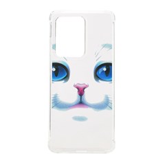 Cute White Cat Blue Eyes Face Samsung Galaxy S20 Ultra 6 9 Inch Tpu Uv Case by Ket1n9