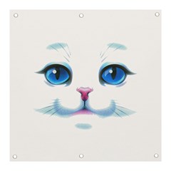 Cute White Cat Blue Eyes Face Banner And Sign 3  X 3 