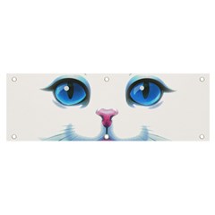 Cute White Cat Blue Eyes Face Banner And Sign 6  X 2  by Ket1n9