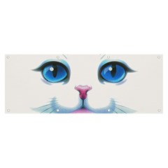 Cute White Cat Blue Eyes Face Banner And Sign 8  X 3  by Ket1n9