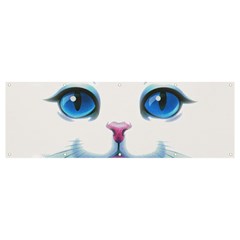 Cute White Cat Blue Eyes Face Banner And Sign 12  X 4  by Ket1n9