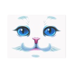 Cute White Cat Blue Eyes Face Premium Plush Fleece Blanket (mini) by Ket1n9