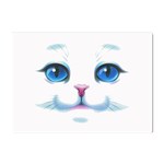 Cute White Cat Blue Eyes Face Crystal Sticker (A4) Front