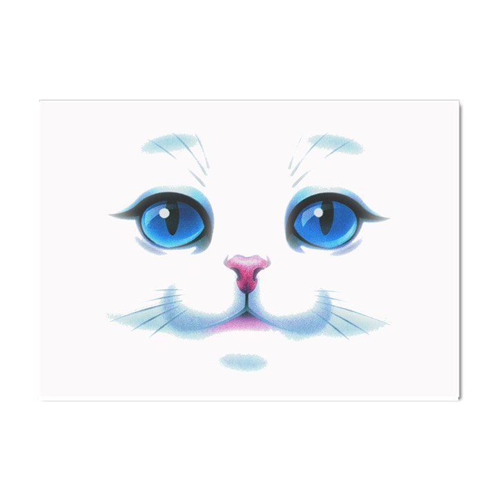 Cute White Cat Blue Eyes Face Crystal Sticker (A4)