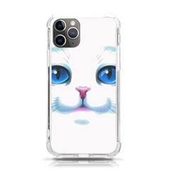 Cute White Cat Blue Eyes Face Iphone 11 Pro 5 8 Inch Tpu Uv Print Case by Ket1n9