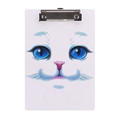 Cute White Cat Blue Eyes Face A5 Acrylic Clipboard by Ket1n9