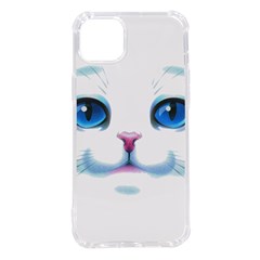 Cute White Cat Blue Eyes Face Iphone 14 Plus Tpu Uv Print Case by Ket1n9