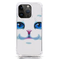 Cute White Cat Blue Eyes Face Iphone 14 Pro Tpu Uv Print Case by Ket1n9