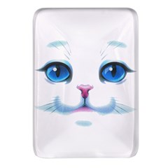 Cute White Cat Blue Eyes Face Rectangular Glass Fridge Magnet (4 Pack) by Ket1n9