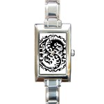 Ying Yang Tattoo Rectangle Italian Charm Watch Front