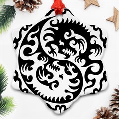 Ying Yang Tattoo Snowflake Ornament (two Sides) by Ket1n9