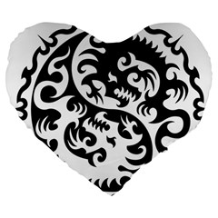 Ying Yang Tattoo Large 19  Premium Flano Heart Shape Cushions by Ket1n9