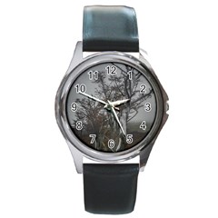 Nature s Resilience: Tierra Del Fuego Forest, Argentina Round Metal Watch by dflcprintsclothing