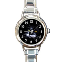 Face Black Cat Round Italian Charm Watch by Ket1n9