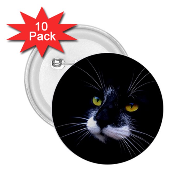 Face Black Cat 2.25  Buttons (10 pack) 