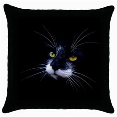 Face Black Cat Throw Pillow Case (black) by Ket1n9