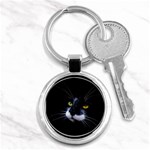 Face Black Cat Key Chain (Round) Front