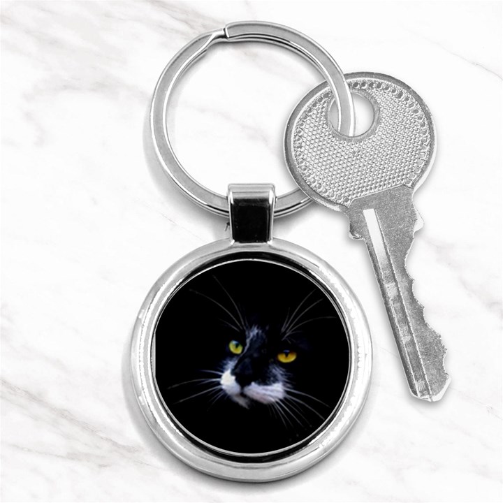 Face Black Cat Key Chain (Round)