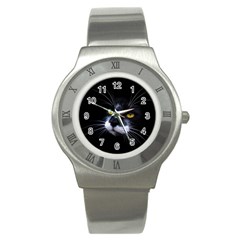 Face Black Cat Stainless Steel Watch by Ket1n9