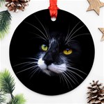 Face Black Cat Round Ornament (Two Sides) Back