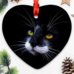 Face Black Cat Heart Ornament (two Sides) by Ket1n9