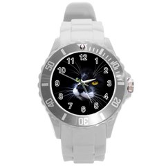 Face Black Cat Round Plastic Sport Watch (l) by Ket1n9