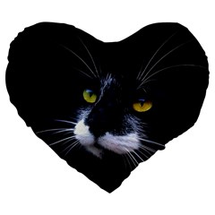 Face Black Cat Large 19  Premium Heart Shape Cushions by Ket1n9