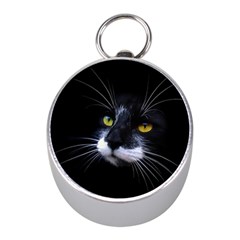 Face Black Cat Mini Silver Compasses by Ket1n9