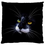 Face Black Cat Large Premium Plush Fleece Cushion Case (One Side) Front