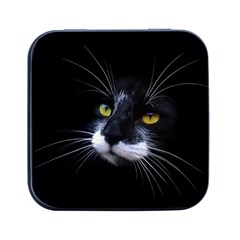 Face Black Cat Square Metal Box (black) by Ket1n9