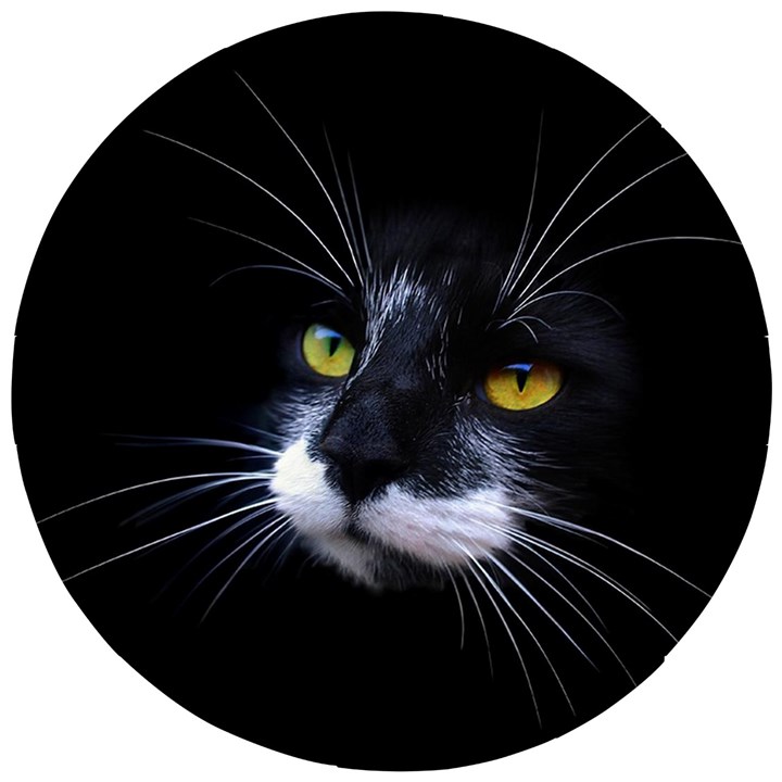 Face Black Cat Wooden Puzzle Round