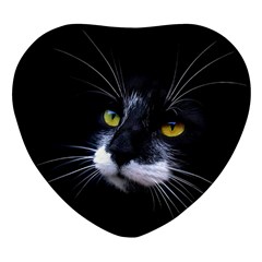 Face Black Cat Heart Glass Fridge Magnet (4 Pack)