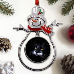 Face Black Cat Metal Snowman Ornament by Ket1n9