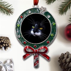 Face Black Cat Metal X mas Lollipop With Crystal Ornament by Ket1n9