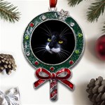 Face Black Cat Metal X Mas Lollipop with Crystal Ornament Front