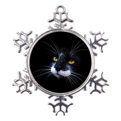 Face Black Cat Metal Large Snowflake Ornament by Ket1n9