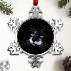 Face Black Cat Metal Small Snowflake Ornament by Ket1n9