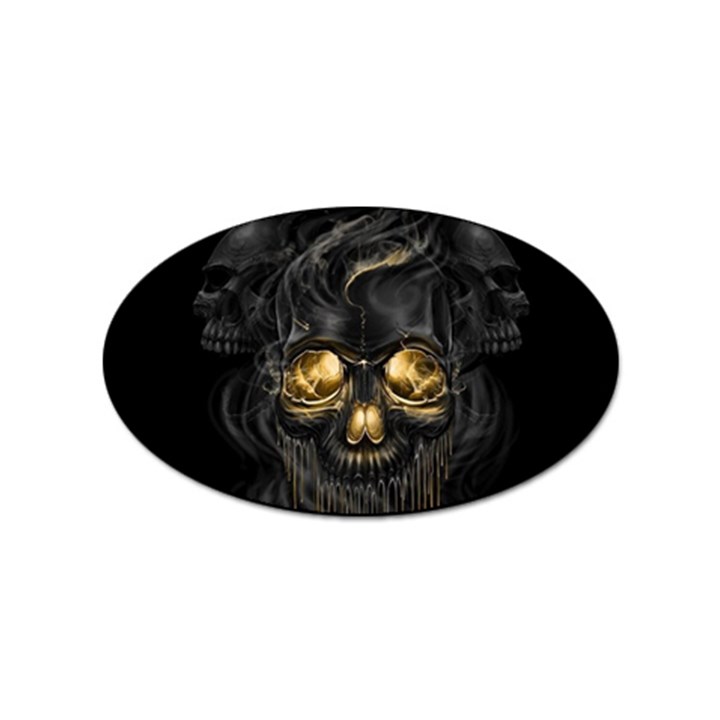 Art Fiction Black Skeletons Skull Smoke Sticker Oval (10 pack)