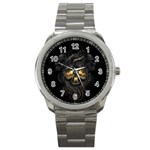 Art Fiction Black Skeletons Skull Smoke Sport Metal Watch Front