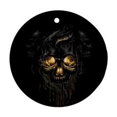 Art Fiction Black Skeletons Skull Smoke Round Ornament (two Sides) by Ket1n9