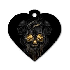 Art Fiction Black Skeletons Skull Smoke Dog Tag Heart (one Side) by Ket1n9