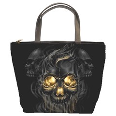 Art Fiction Black Skeletons Skull Smoke Bucket Bag by Ket1n9