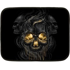 Art Fiction Black Skeletons Skull Smoke Two Sides Fleece Blanket (mini) by Ket1n9