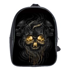 Art Fiction Black Skeletons Skull Smoke School Bag (large) by Ket1n9