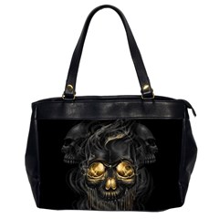 Art Fiction Black Skeletons Skull Smoke Oversize Office Handbag (2 Sides) by Ket1n9