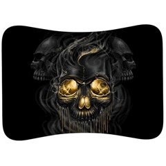 Art Fiction Black Skeletons Skull Smoke Velour Seat Head Rest Cushion by Ket1n9